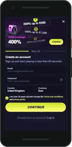 TenoBet app home screen on a phone